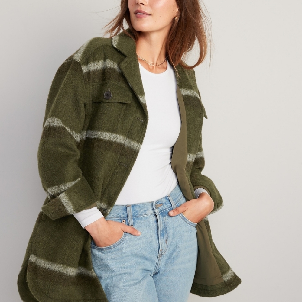 Old Navy Printed Flannel Long Utility  Shacket Size Small